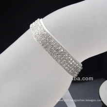 White ribbon bracelet pave with crystal sheet